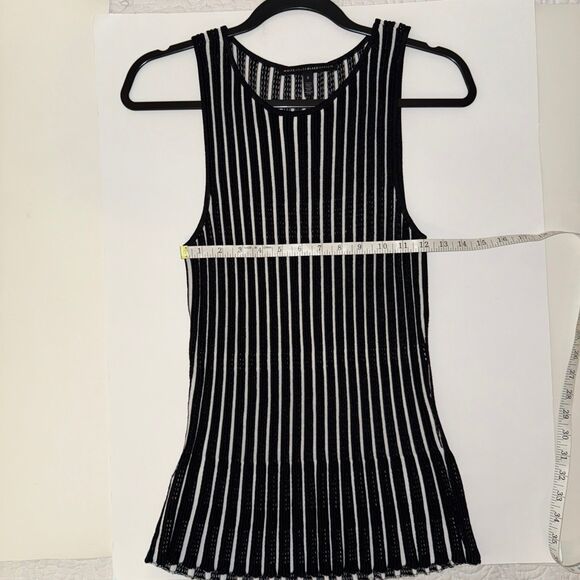 White House Black Market Striped Peplum Sweater Tank Sleeveless Rib Knit Top S - Picture 7 of 11